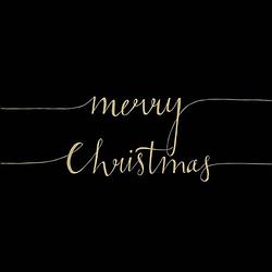 Foto van 20x stuks kerstdiner/kerst thema servetten 33 x 33 cm zwart merry christmas - feestservetten