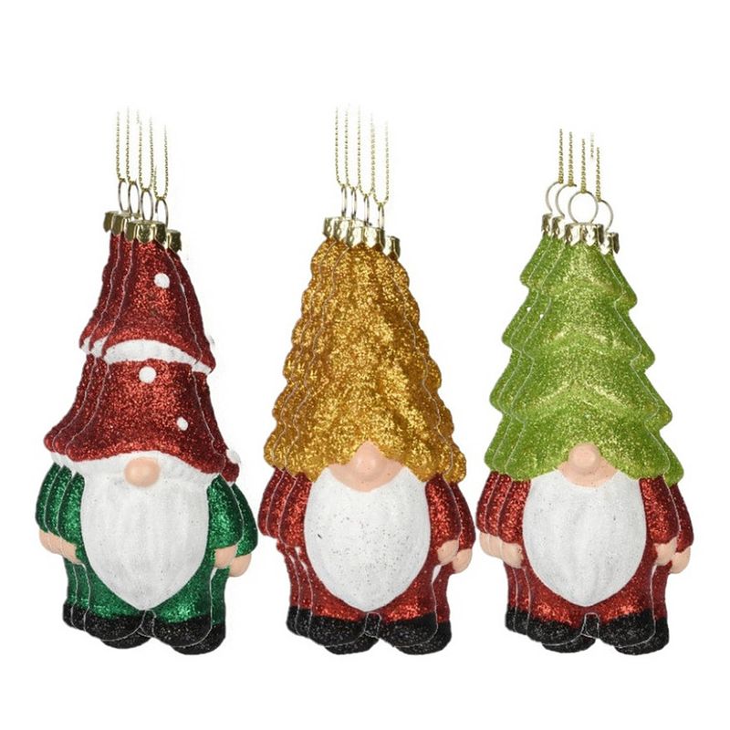 Foto van Kersthangers gnomes/dwergen - 12x st- 12,5cm -kunststof -kerstornament - kersthangers