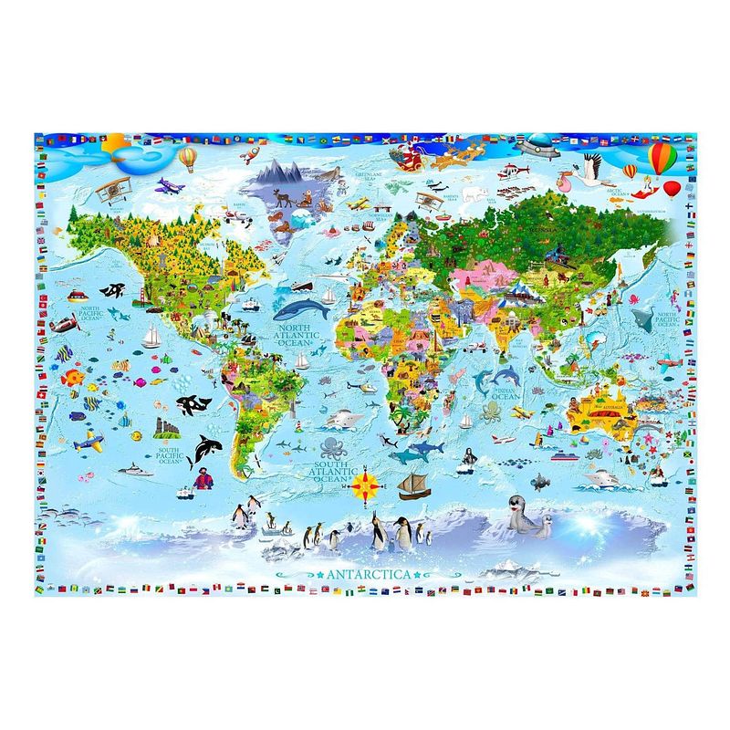 Foto van Artgeist world map for kids vlies fotobehang 250x175cm 5-banen