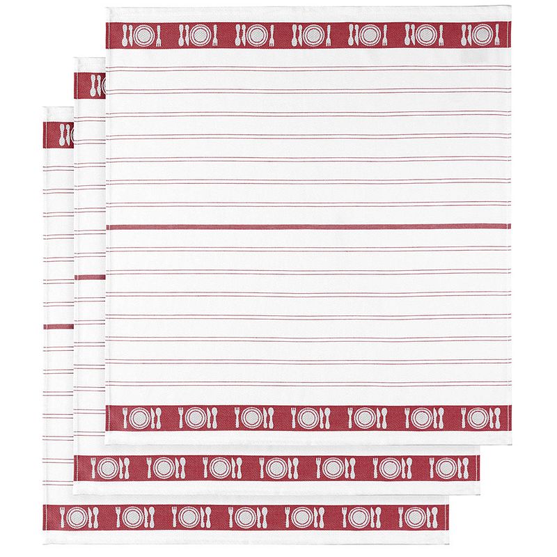 Foto van De witte lietaer theedoek bml, lipstick red - 3 stuks - 65 x 65 cm - katoen