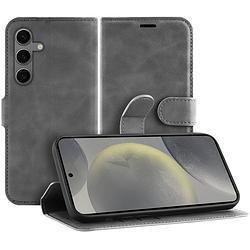 Foto van Just in case premium wallet case voor samsung s24 telefoonhoesje grijs