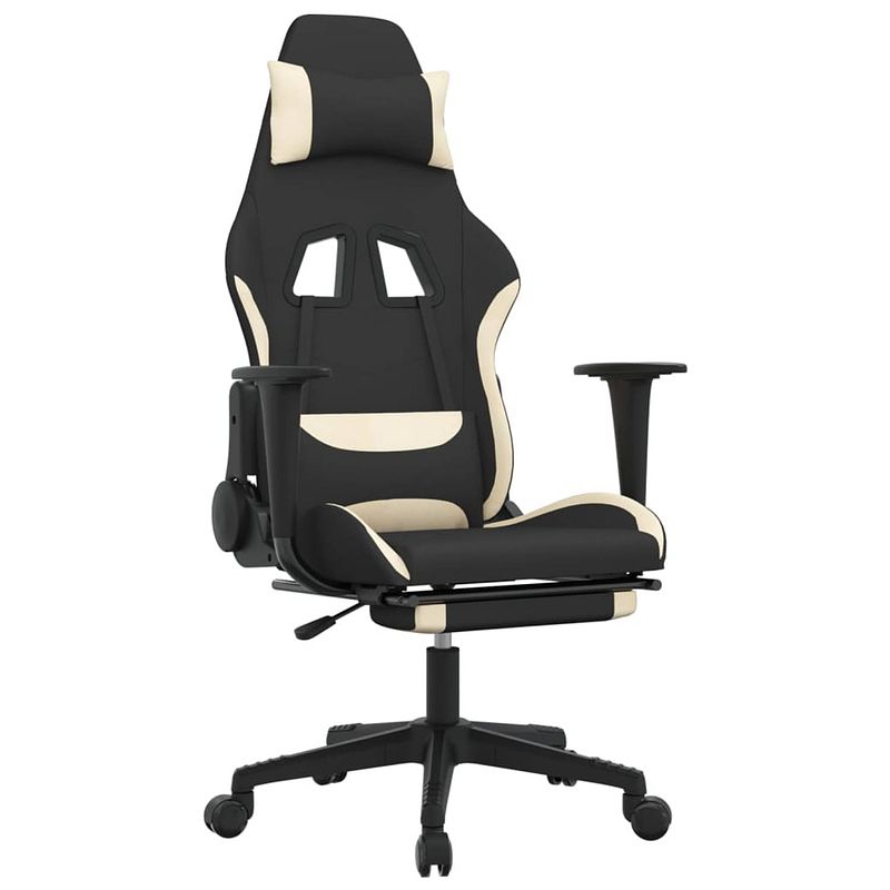 Foto van The living store gamestoel - - gamestoelen - 64x60x(117-127) - zwart/crème