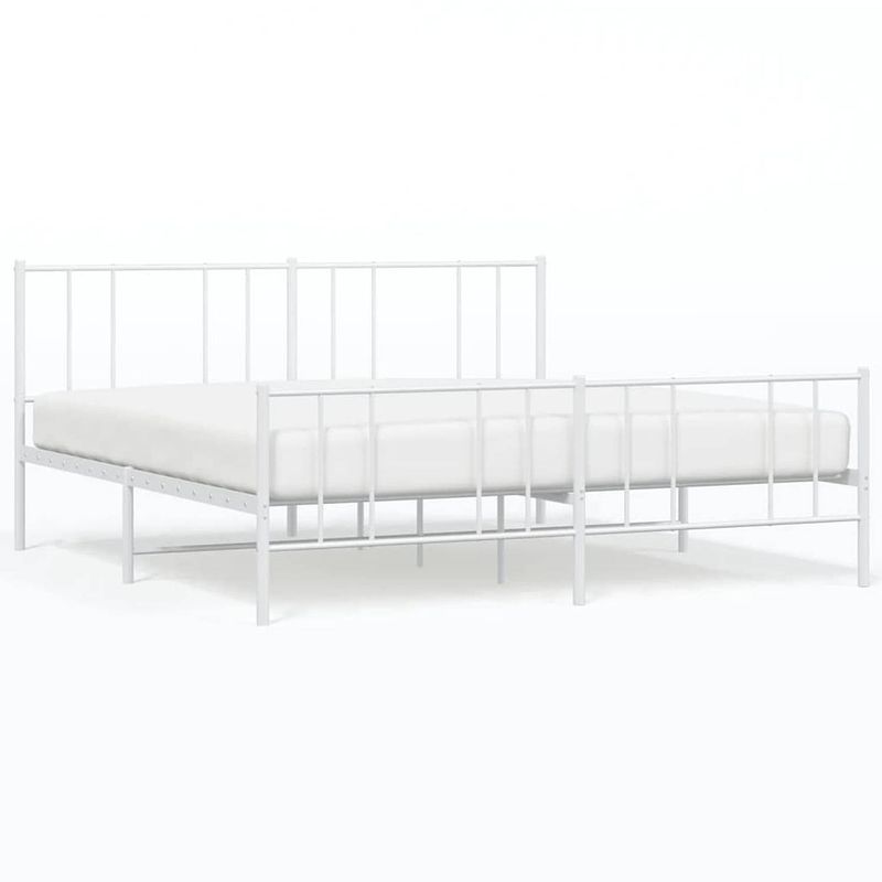 Foto van Vidaxl bedframe met hoofd- en voeteneinde metaal wit 180x200 cm