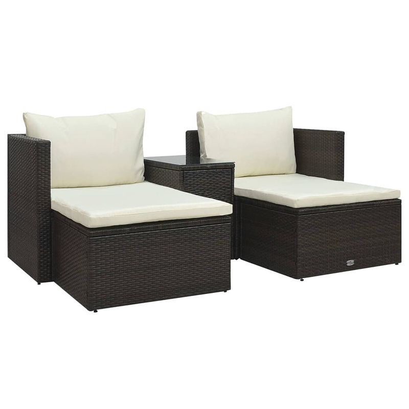 Foto van Vidaxl 5-delige loungeset met kussens poly rattan bruin