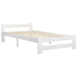 Foto van The living store massief grenenhouten bedframe - 204 x 97 x 55 cm - wit - geschikt voor matras van 90 x 200 cm