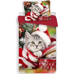 Foto van Animal pictures dekbedovertrek kerst kitten - eenpersoons - 140 x 200 cm - polyester