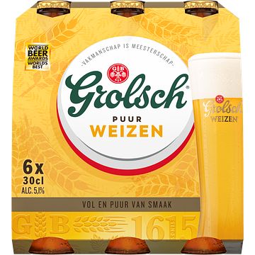 Foto van Grolsch puur weizen bier flessen 6 x 30cl aanbieding bij jumbo | 2e halve prijs