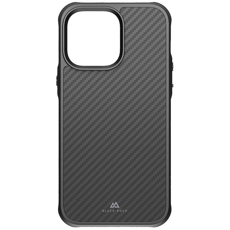 Foto van Black rock robust carbon cover apple iphone 14 pro max zwart