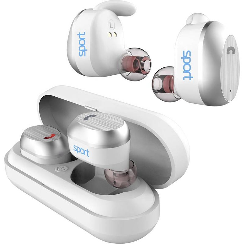 Foto van Elari nanopods sports in ear oordopjes bluetooth sport wit noise cancelling headset, bestand tegen zweet, waterbestendig