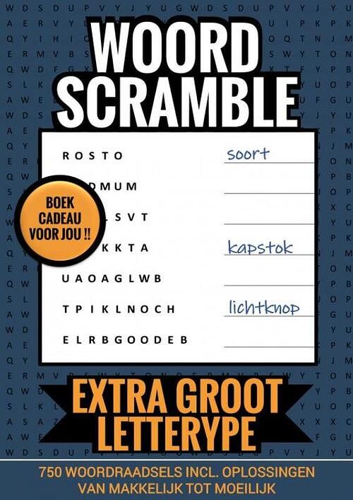 Foto van Boekcadeau voor jou! - woord scramble - extra groot lettertype - boek cadeau - paperback (9789464659375)