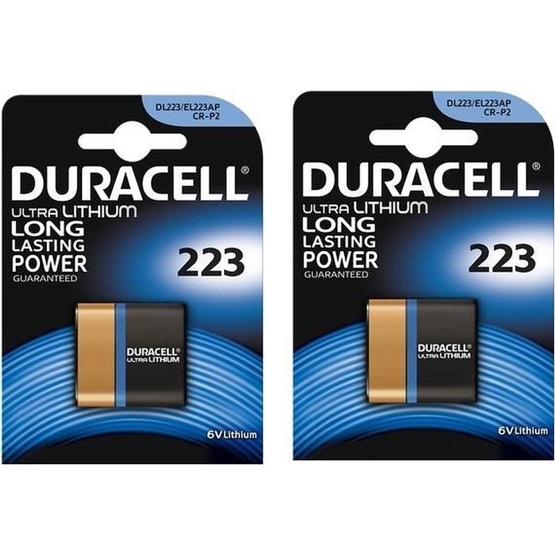 Foto van 2 stuks - duracell crp2 / 223 / dl223 / el223ap / cr-p2 6v lithium batterij