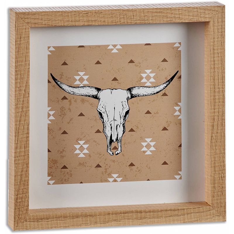 Foto van Giftdecor fotolijst bull skull 22 x 2,5 cm hout naturel/bruin