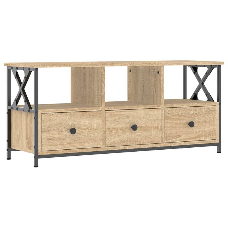 Foto van Vidaxl tv-meubel 102x33x45 cm bewerkt hout en ijzer sonoma eikenkleur