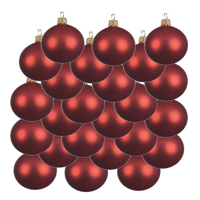 Foto van 18x glazen kerstballen mat kerst rood 8 cm kerstboom versiering/decoratie - kerstbal