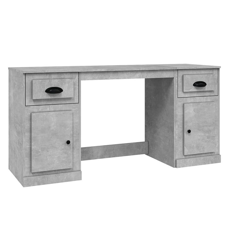 Foto van The living store bureau - kast - betongrijs - 154.5 x 50 x 75 cm - duurzaam hout