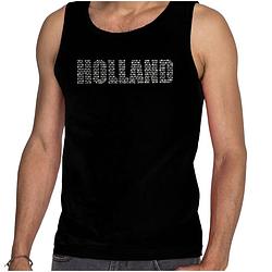 Foto van Glitter holland tanktop zwart rhinestone steentjes voor heren nederland supporter ek/ wk xl - feestshirts