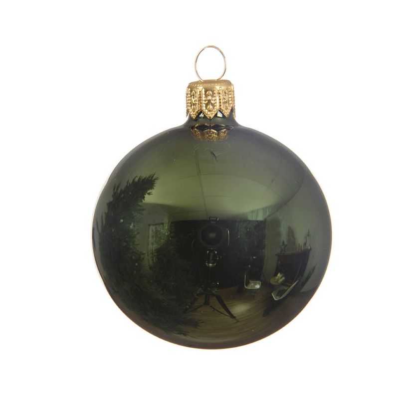 Foto van Kerstbal glas d7 cm dennengroen 6st kerst