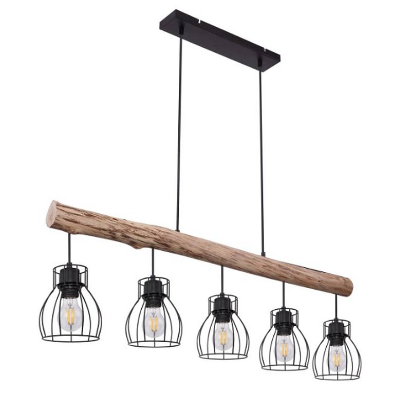 Foto van Industriële hanglamp mina - l:104cm - e27 - metaal - zwart