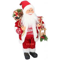 Foto van Christmas gifts kerstfiguur santa 41 cm textiel rood/wit