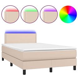 Foto van The living store boxspring bed - led-verlichting - kunstleer - verstelbaar hoofdbord - pocketvering matras -