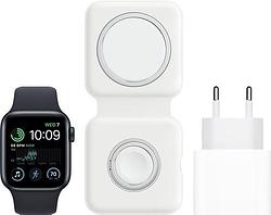 Foto van Apple watch se (2022) 4g 40mm midnight aluminium midnight sportband + magsafe oplaadpakket