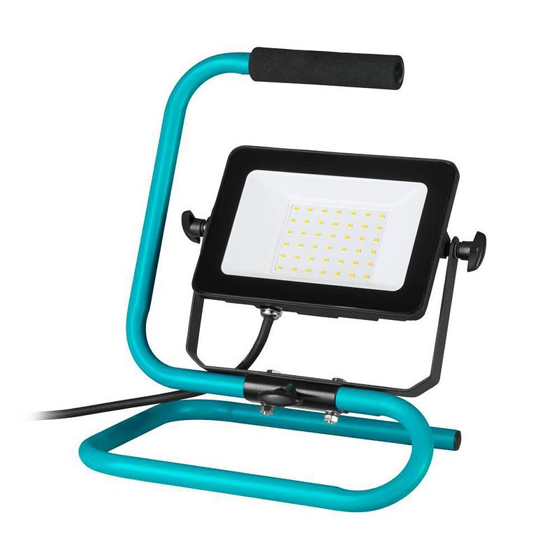 Foto van Eglo avelar werklamp - bouwlamp led - 30w - zwart/turquoise