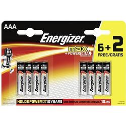 Foto van Energizer batterijen max lr03 aaa 6+2 stuks