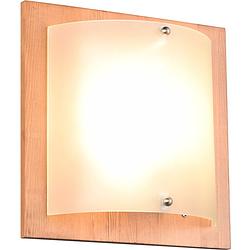 Foto van Led wandlamp - wandverlichting - trion palan - e27 fitting - 1-lichts - vierkant - mat bruin - hout