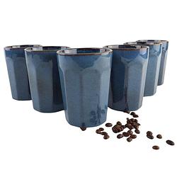 Foto van Otix koffiekopjes zonder oor cappuccino en latte macchiato mokken 6 stuks 400 ml koffietassen aardewerk bluett