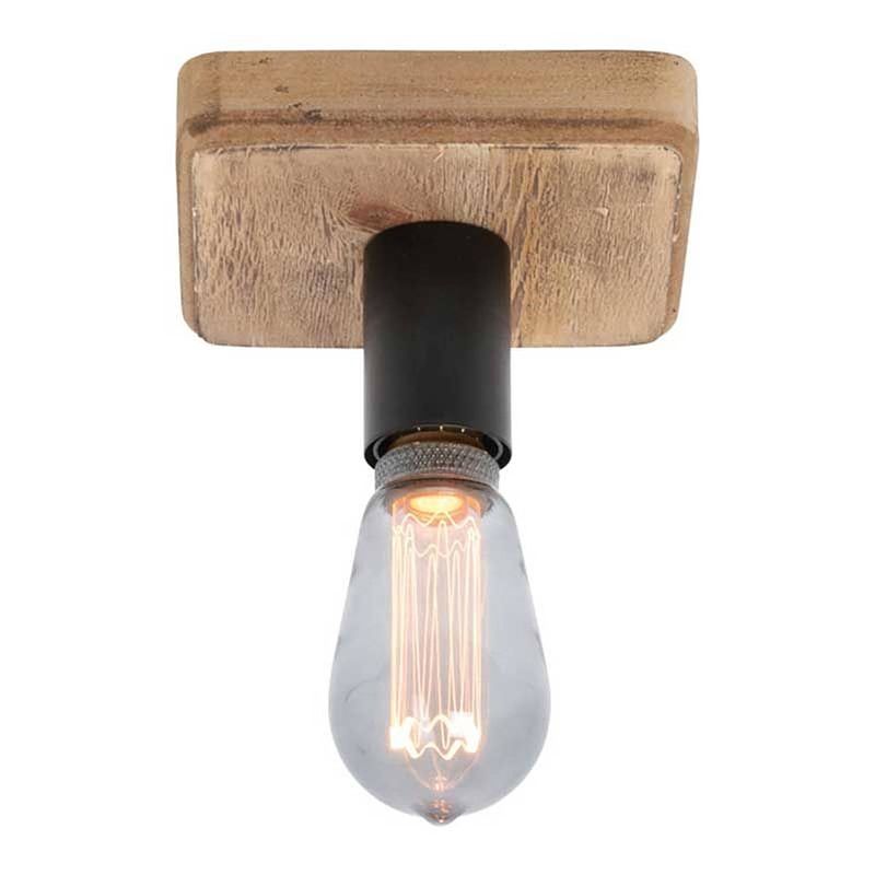 Foto van Freelight plafondlamp lenero 1 lichts 15 x 15 cm hout zwart