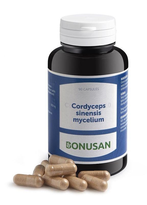 Foto van Bonusan cordyceps sinensis mycelium capsules