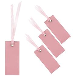 Foto van Cadeaulabels met lintje - set 48x stuks - roze - 3 x 7 cm - naam tags - cadeauversiering
