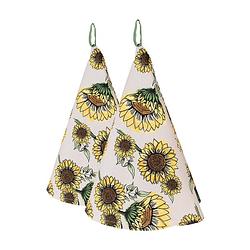 Foto van Haes deco - set van 2 theedoeken rond - ø 80 cm - 100% katoen - sunny sunflowers