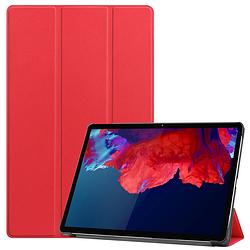 Foto van Basey lenovo tab p11 hoesje kunstleer hoes case cover lenovo tab p11-rood