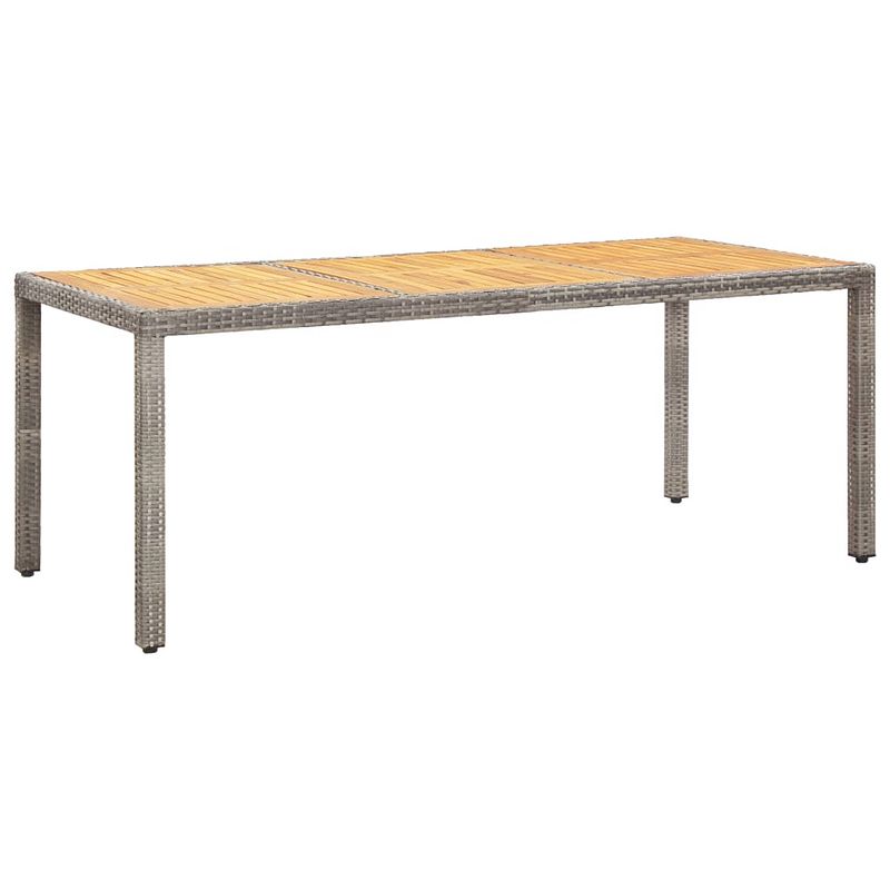 Foto van Vidaxl tuintafel 190x90x75 cm poly rattan en acaciahout grijs