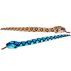 Foto van Keel toys - pluche knuffel dieren set van 2x slangen bruin en blauw 100 cm - knuffeldier