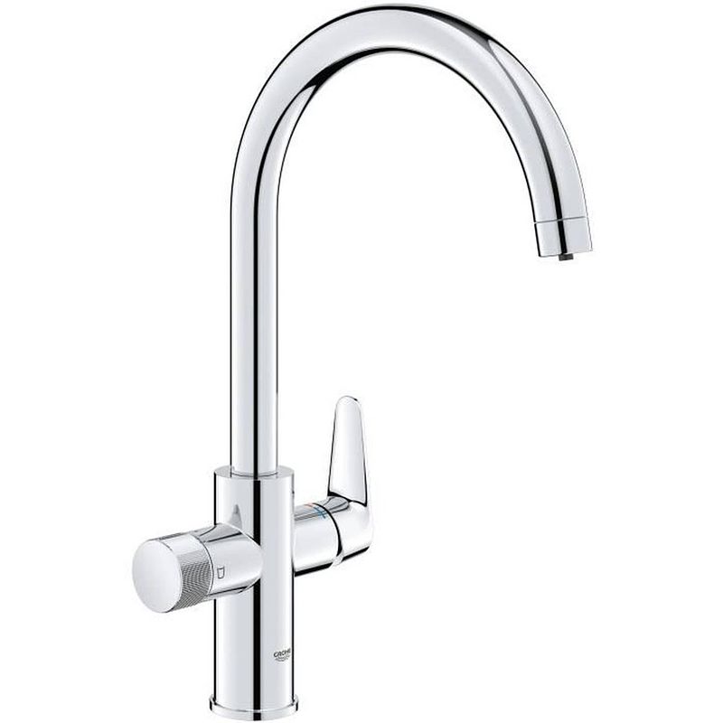 Foto van Keukenfilterkraan - waterfiltratie - hoge c-vormige uitloop - 150° draaibaar - grohe blue pure startcurve - 30592000