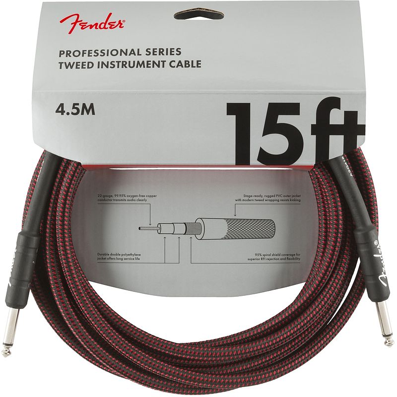 Foto van Fender professional tweed instrumentkabel 4.5 meter rood