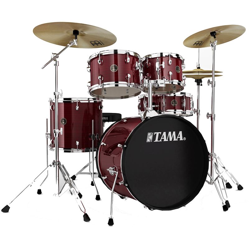 Foto van Tama rm50yh6-rds rhythm mate red stream 5d. drumstel incl. meinl bekkenset