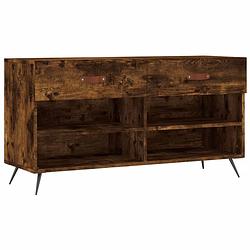 Foto van The living store schoenenbank - trendy en praktisch - opbergruimte - 102 x 35 x 55 cm - gerookt eiken