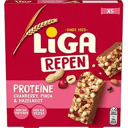 Foto van Liga proteine repen cranberry 5 stuks 160g bij jumbo