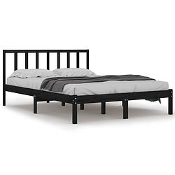 Foto van The living store bedframe grenenhout - zwart - 195.5 x 126 x 100 cm - geschikt voor matras 120 x 190 cm (4ft small