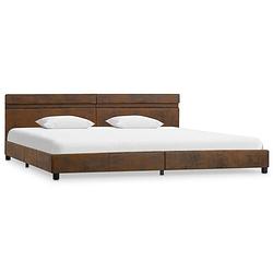 Foto van The living store bedframe met led stof bruin 180x200 cm - bed