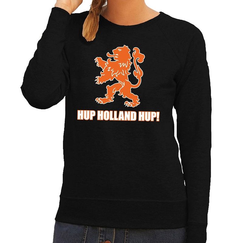 Foto van Nederlands elftal supporter sweater hup holland hup zwart voor dames 2xl - feesttruien