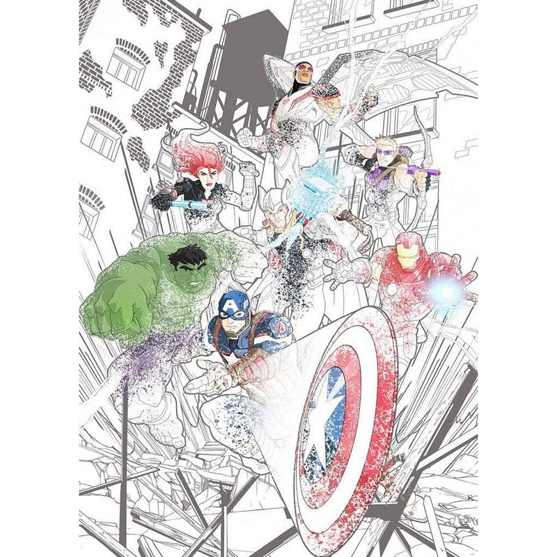 Foto van Komar avengers attack vlies fotobehang 200x280cm 4-banen