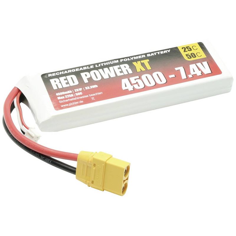 Foto van Red power lipo accupack 7.4 v 4500 mah 25 c softcase xt90