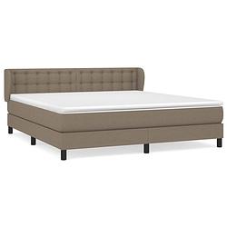 Foto van The living store boxspringbed - taupe - 203 x 183 x 78/88 cm - pocketvering matras - middelharde ondersteuning -