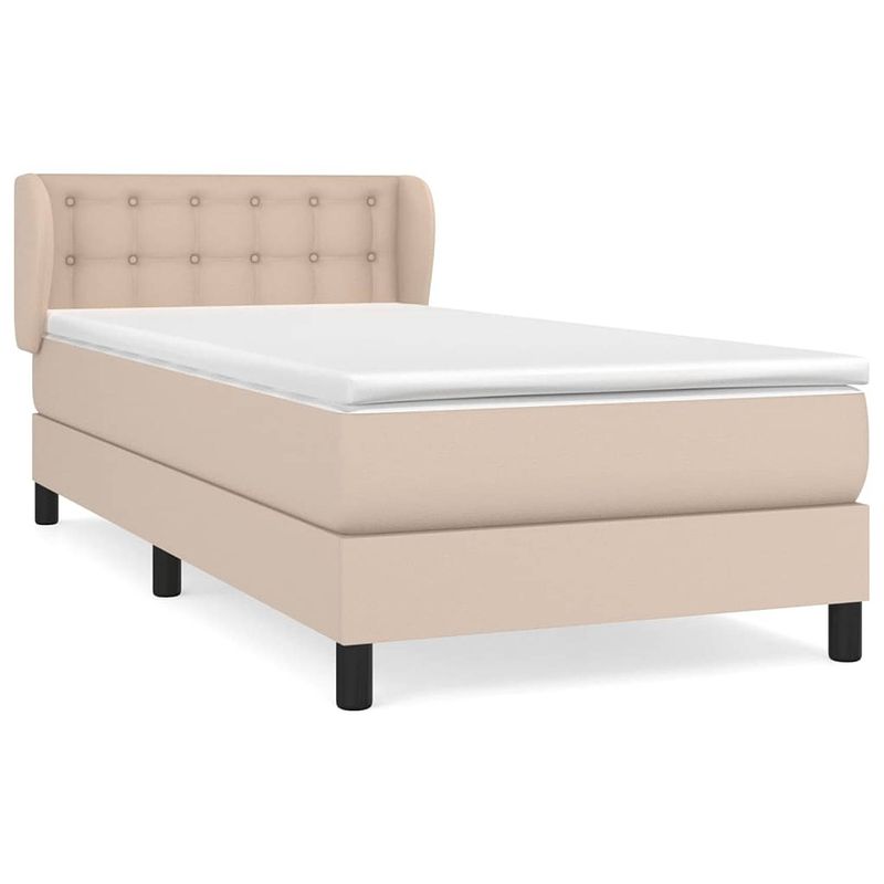 Foto van The living store boxspringbed - cappuccino - kunstleer - 203x103x78/88 - pocketvering matras - middelharde