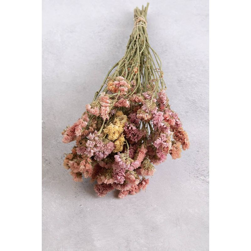 Foto van Couronne bundeltje gedroogde bloemen statice natural apricot