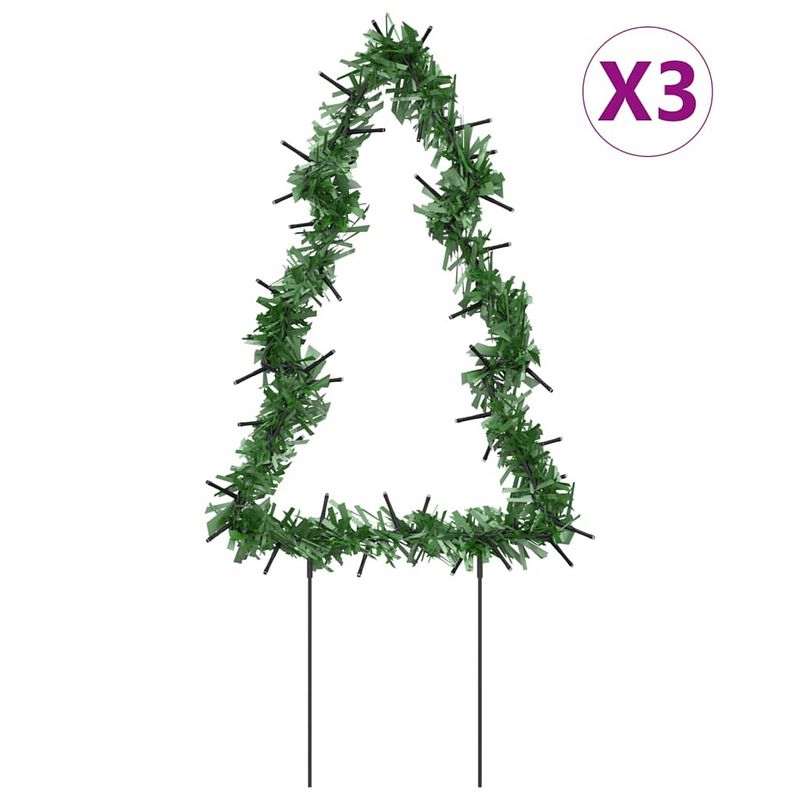 Foto van Vidaxl kerstverlichting kerstboom 3 st met grondpinnen 50 led'ss 30 cm